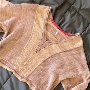 Cream/Pink/Mauve knit crop sweater